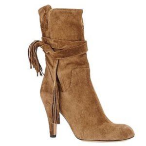 Chloé Dark Suede Tassel Ankle Boots/Booties